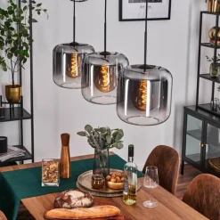 Suspension - Verre 25 cm Lauden Clair, Fumé, 3 lumières