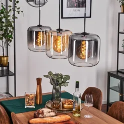 Suspension - Verre 25 cm Lauden Ambre, Clair, Fumé, 3 lumières