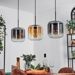 Suspension - Verre 25 cm Lauden Ambre, Clair, Fumé, 3 lumières