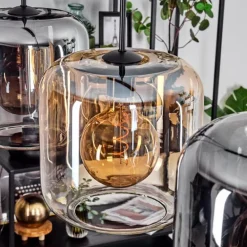 Suspension - Verre 25 cm Lauden Ambre, Clair, Fumé, 3 lumières