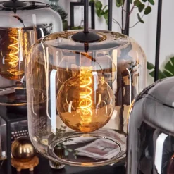 Suspension - Verre 25 cm Lauden Ambre, Clair, Fumé, 3 lumières