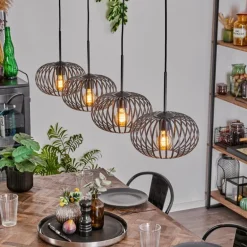 Suspension - Verre 25 cm Oravi Noir, 4 lumières