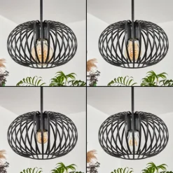 Suspension - Verre 25 cm Oravi Noir, 4 lumières