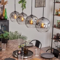 Suspension - Verre 25 cm Ripoll Clair, Fumé, 4 lumières