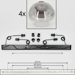 Suspension - Verre 25 cm Ripoll Clair, Fumé, 4 lumières