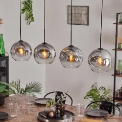 Suspension - Verre 25 cm Ripoll Clair, Fumé, 4 lumières