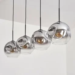 Suspension - Verre 25 cm Ripoll Clair, Fumé, 4 lumières