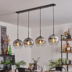 Suspension - Verre 25 cm Ripoll Clair, Fumé, 4 lumières