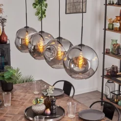 Suspension - Verre 30 cm Ripoll Fumé, 4 lumières