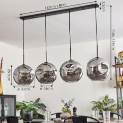 Suspension - Verre 30 cm Ripoll Fumé, 4 lumières