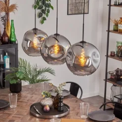 Suspension - Verre 30 cm Ripoll Fumé, 3 lumières