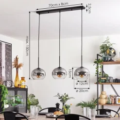 Suspension - Verre Apedo Clair, Fumé, 3 lumières