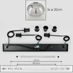 Suspension - Verre Apedo Clair, Fumé, 3 lumières