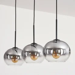 Suspension - Verre Apedo Clair, Fumé, 3 lumières