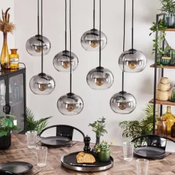 Suspension - Verre Apedo Clair, Fumé, 8 lumières