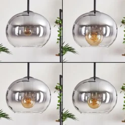 Suspension - Verre Apedo Clair, Fumé, 4 lumières