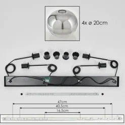 Suspension - Verre Apedo Clair, Fumé, 4 lumières