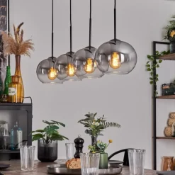 Suspension - Verre Apedo Clair, Fumé, 4 lumières