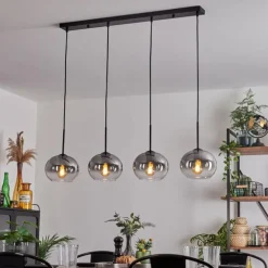 Suspension - Verre Apedo Clair, Fumé, 4 lumières