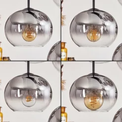 Suspension - Verre Apedo Clair, Fumé, 6 lumières