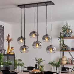 Suspension - Verre Apedo Clair, Fumé, 6 lumières