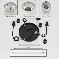 Suspension - Verre Apedo Clair, Fumé, 3 lumières