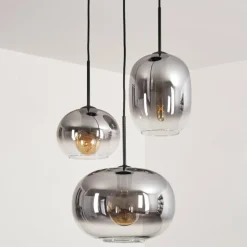 Suspension - Verre Apedo Clair, Fumé, 3 lumières
