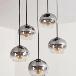 Suspension - Verre Apedo Clair, Fumé, 5 lumières