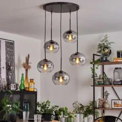 Suspension - Verre Apedo Clair, Fumé, 5 lumières