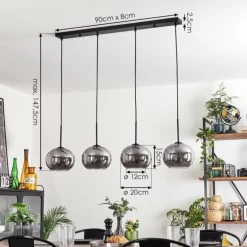 Suspension - Verre Apedo Fumé, 4 lumières