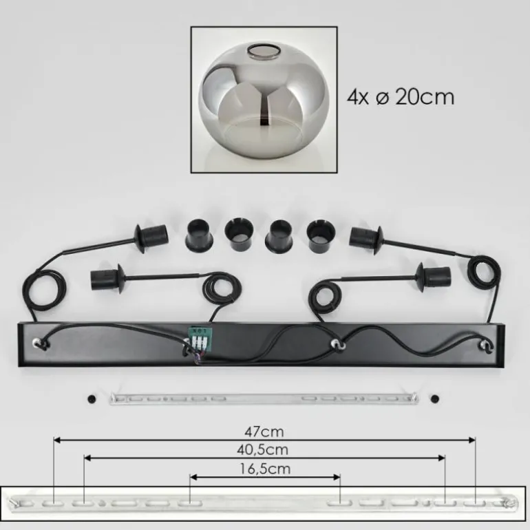 Suspension - Verre Apedo Fumé, 4 lumières