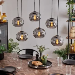 Suspension - Verre Apedo Fumé, 6 lumières