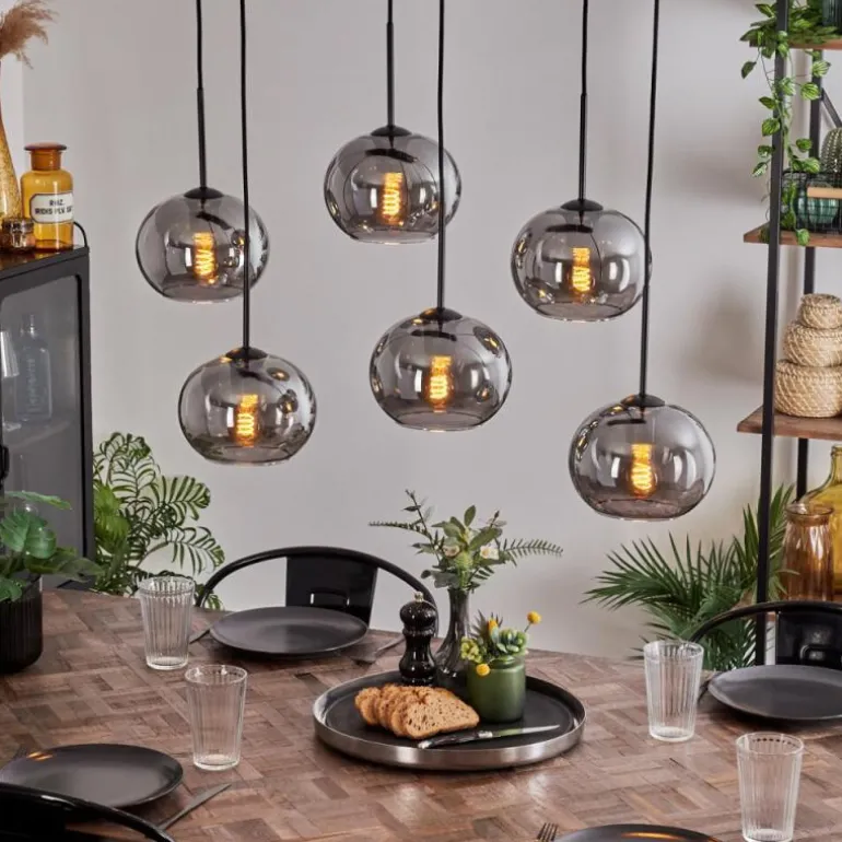 Suspension - Verre Apedo Fumé, 6 lumières