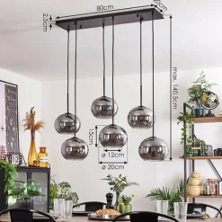 Suspension - Verre Apedo Fumé, 6 lumières