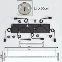 Suspension - Verre Apedo Fumé, 6 lumières