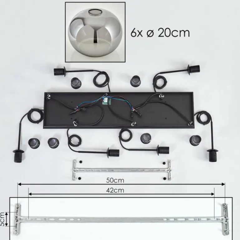 Suspension - Verre Apedo Fumé, 6 lumières