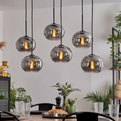 Suspension - Verre Apedo Fumé, 6 lumières