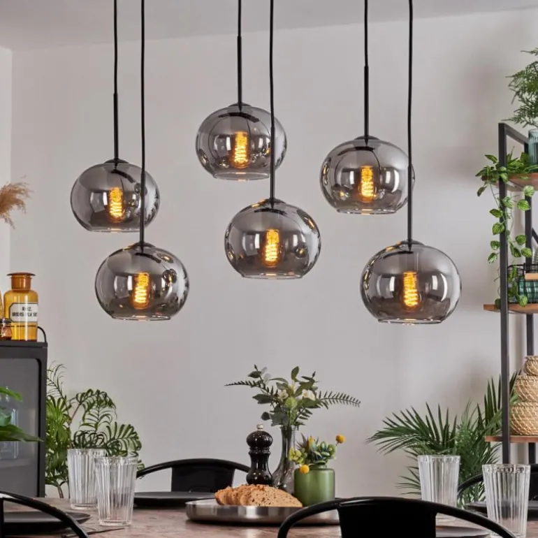 Suspension - Verre Apedo Fumé, 6 lumières