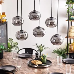 Suspension - Verre Apedo Fumé, 6 lumières