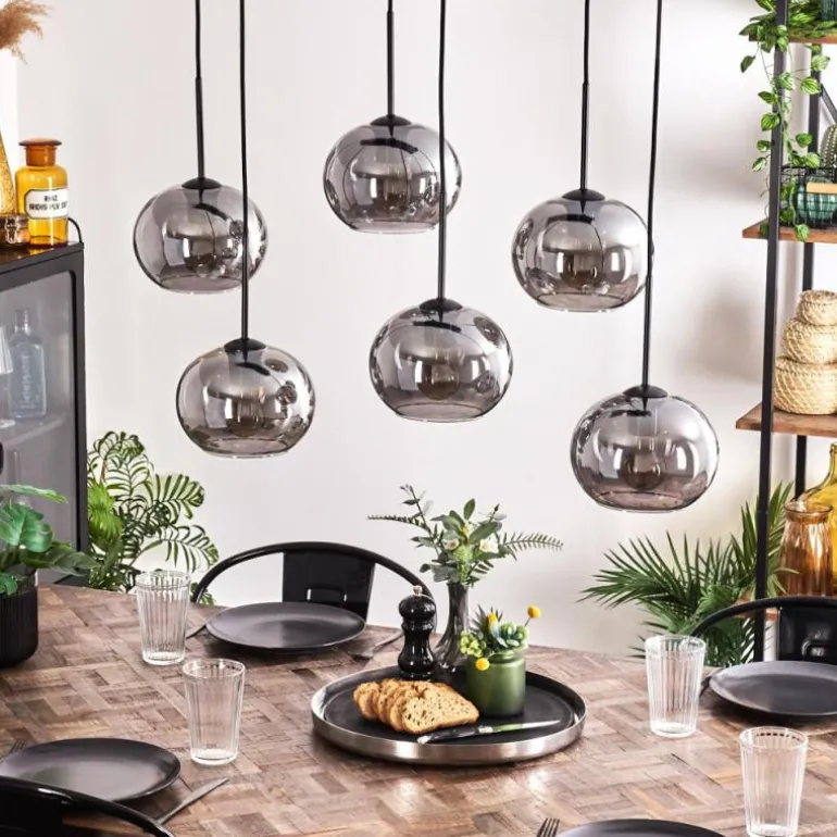 Suspension - Verre Apedo Fumé, 6 lumières