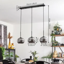 Suspension - Verre Apedo Fumé, 3 lumières