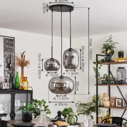 Suspension - Verre Apedo Fumé, 3 lumières