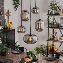 Suspension - Verre Apedo Fumé, 5 lumières