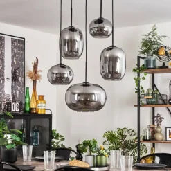 Suspension - Verre Apedo Fumé, 5 lumières