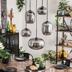 Suspension - Verre Apedo Fumé, 5 lumières