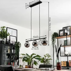 Suspension - Verre Gastor Chrome, Fumé, 3 lumières