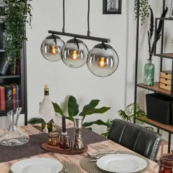 Suspension - Verre Gastor Chrome, Clair, Fumé, 3 lumières