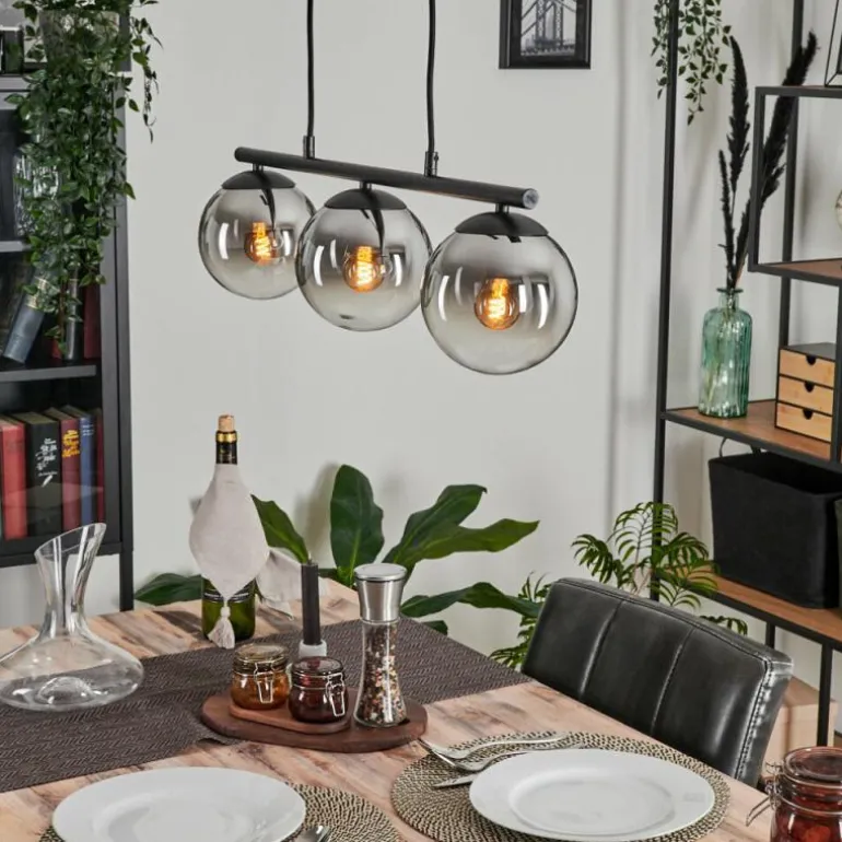 Suspension - Verre Gastor Chrome, Clair, Fumé, 3 lumières