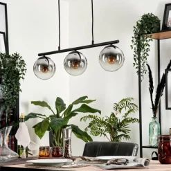 Suspension - Verre Gastor Chrome, Clair, Fumé, 3 lumières