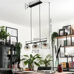 Suspension - Verre Gastor Chrome, Clair, Fumé, 3 lumières